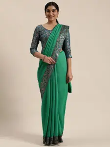Mitera Sea Green Solid Celebrity Saree
