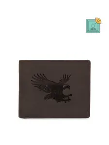 WildHorn Men Brown Textured RFID Protected Leather Two Fold Wallet