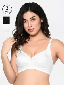 Bodycare Pack Of 3 Solid Non-Wired Non Padded Everyday Bras 6592BWB