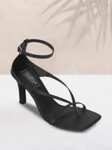 Truffle Collection Women Black Solid Sandals