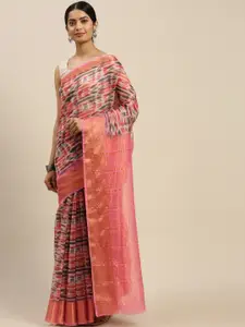 Rajnandini Pink & Multicoloured Printed Saree