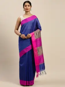 Rajnandini Navy Blue & Purple Striped Saree
