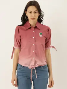 Campus Sutra Women Maroon Regular Fit Solid Casual Shirt