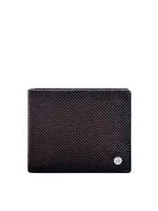 Eske Men Brown Textured Bi-Fold Genuine Leather Two Fold Wallet