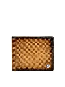 Eske Men Tan Brown Textured Leather Two Fold Wallet