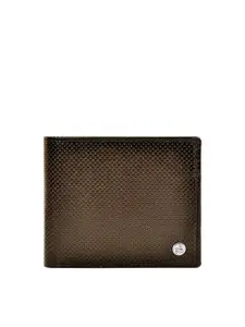 Eske Men Brown Printed Two Fold Leather Wallet