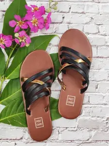 POSTCARD Women Brown Solid Open Toe Flats