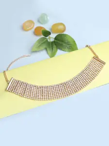 Blueberry Handcrafted Gold-Plated Stone-Studded Choker Necklace