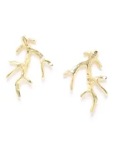 Blueberry Gold-Plated Antlers Shaped Contemporary Drop Earrings