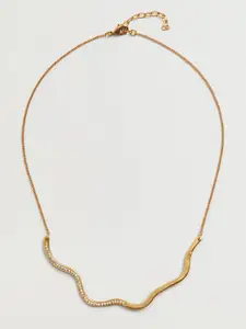MANGO 24 K Gold-Plated Stone Studded Necklace