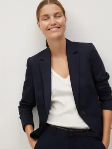 MANGO Women Black Sustainable Solid Single-Breasted Casual Blazer