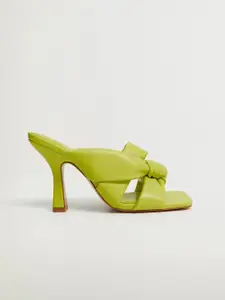 MANGO Women Fluorescent Green Solid Slim Heels