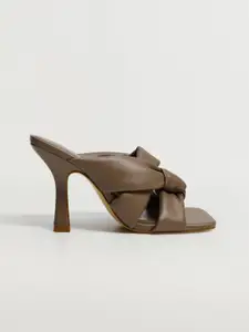 MANGO Women Brown Solid Slim Heels