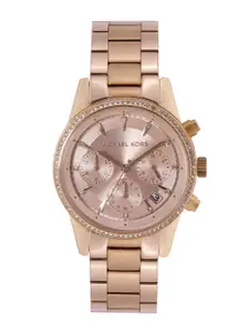 Michael Kors Women Rose Gold-Toned Ritz Chronograph Watch MK6357