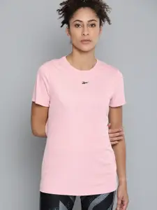Reebok Women Pink Solid Training Foundation Poly T-shirt