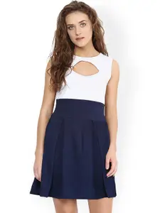 Miss Chase White & Navy A-Line Dress