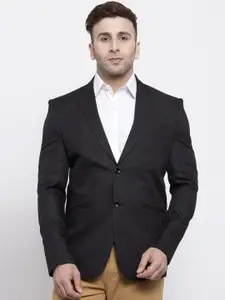 Wintage Men Black Solid Tailored-Fit Single-Breasted Blazer