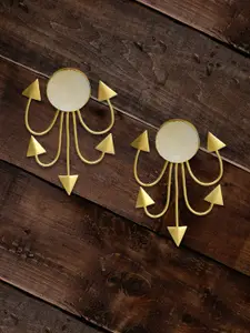 MIDASKART Gold-Toned Contemporary Drop Earrings