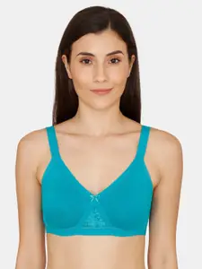 Zivame Turquoise Blue Solid Non-Wired Non Padded Everyday Bra ZI010110M7E