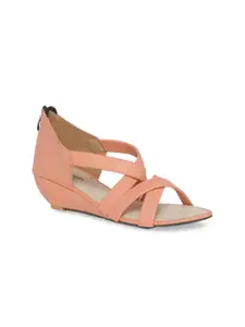 Padvesh Women Peach-Coloured Solid Sandals