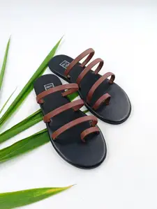 POSTCARD Women Brown Solid Open Toe Flats