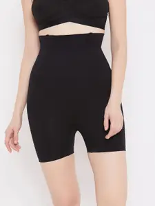 SECRETS BY ZEROKAATA Women Black Solid High-Waist Seamless Tummy Tucker Shapewear