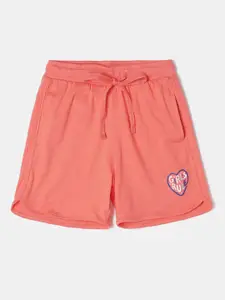 Jockey Girls Orange Printed Regular Fit Shorts