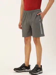 Proline Active Men Grey Melange Solid Regular Fit Sports Shorts with Side Striped Detail