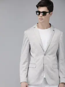 Arrow New York Men Grey Melange Slim Fit Solid Smart Casual Blazer