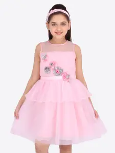 CUTECUMBER Girls Pink Self Design Fit and Flare Dress