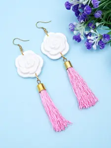 Golden Peacock Multicoloured Tasselled Floral Drop Earrings