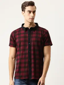 Campus Sutra Men Red & Black Regular Fit Checked Casual Shirt