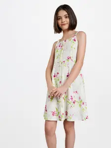AND Off White & Pink Fit & Flare Floral Dress