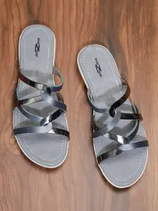 Shezone Women Grey Colourblocked Open Toe Flats