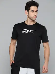 Reebok Men Black Work Out Ready Poly Graphic Training T-Shirt