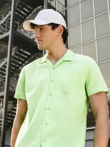 HIGHLANDER Men Lime Green Slim Fit Solid Casual Shirt