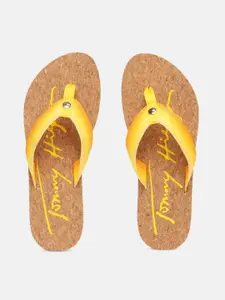 Tommy Hilfiger Women Yellow Striped Thong Flip-Flops