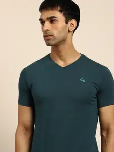 Being Human Men Navy Blue V-Neck T-shirt