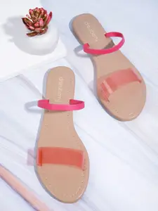 DressBerry Women Fuchsia Pink Solid Open Toe Flats