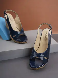 Get Glamr Women Navy Blue Solid Sandals