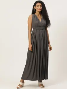 Trend Arrest Women Charcoal Grey Solid Wrap Empire Maxi Dress
