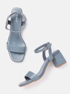 CORSICA Women Blue Printed Mid-Top Block Heels
