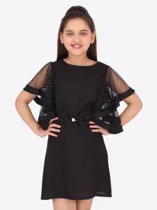 CUTECUMBER Girls Black Solid Fit and Flare Dress