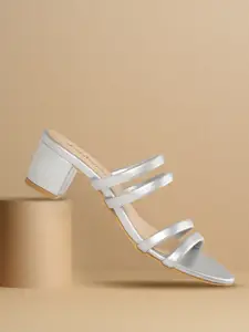 DressBerry Women Silver-Toned Block Heels