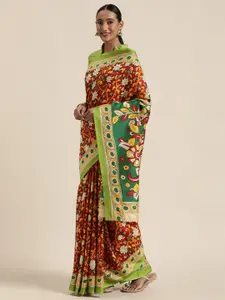 Saree mall Maroon Art Silk Printed Sambalpuri Saree