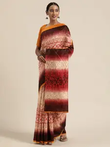 Saree mall Beige & Red Printed Bhagalpuri Saree
