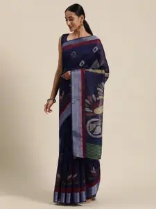 Saree mall Blue & Maroon Printed Bandhani Saree