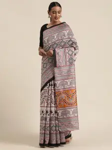 Saree mall Women Grey Art Silk Printed Bagru Saree