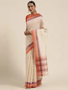 Saree mall Beige Art Silk Striped Bagru Saree