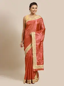Chhabra 555 Orange Art Silk Woven Design Tussar Saree